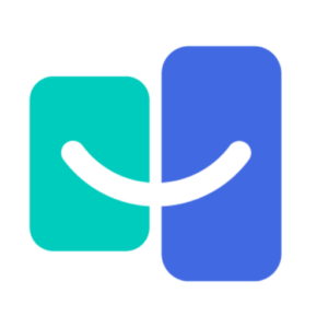 A stylized logo featuring a teal and blue vertical shape joined by a white curved line, representing unity and innovation - PhD Orthodontics